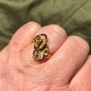 14k gold nugget diamond ring
